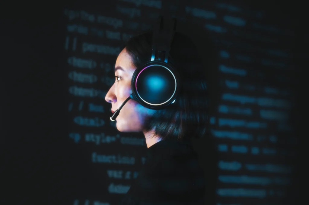 female-hacker-cracking-binary-code ai callers
